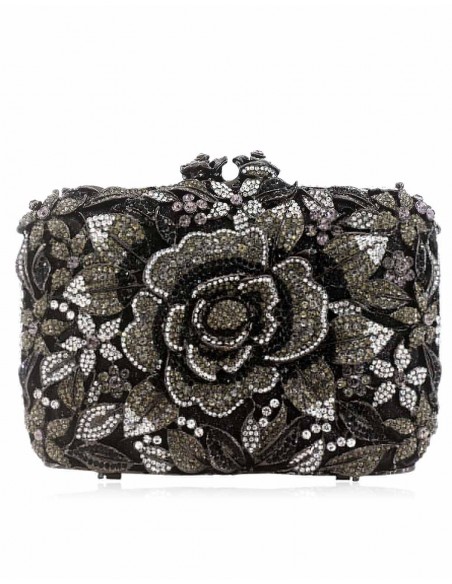 Jeweled clutch bag with crystal rose Lauren Lynn London Accessories - 2 
