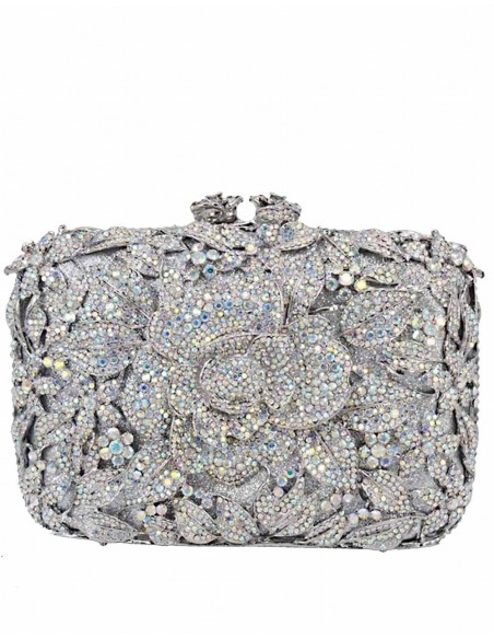Jeweled clutch bag with crystal rose Lauren Lynn London Accessories - 5 