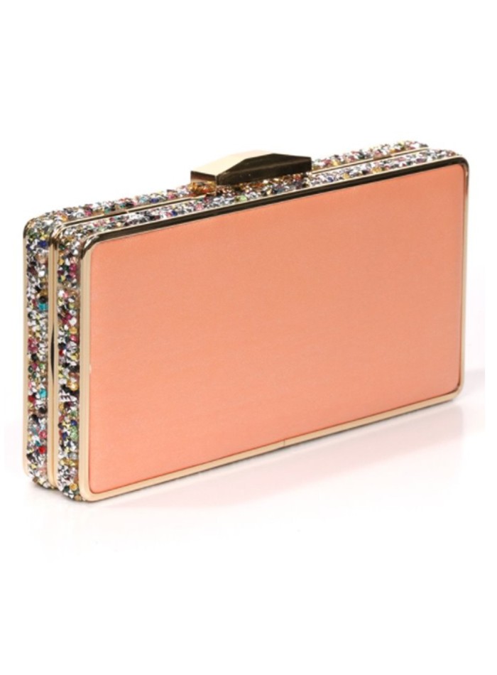 Tangerine clutch bag with side beading - rectangular Lauren Lynn London Accessories - 2 