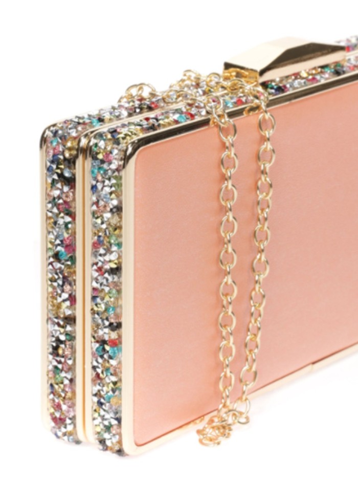 Tangerine clutch bag with side beading - rectangular Lauren Lynn London Accessories - 3 