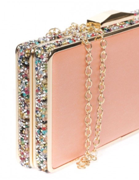 Tangerine clutch bag with side beading - rectangular Lauren Lynn London Accessories - 3 