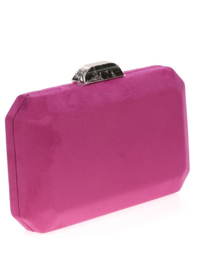 Suede octogonal clutch bag with metallic clasp Lauren Lynn London Accessories - 12