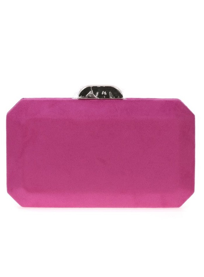 Suede octogonal clutch bag with metallic clasp Lauren Lynn London Accessories - 9 
