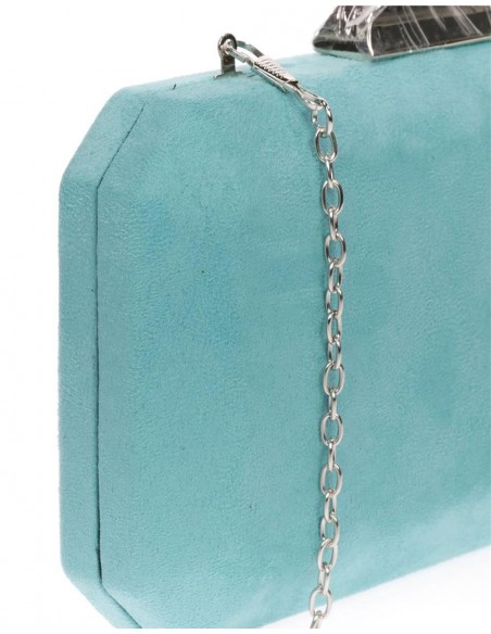 Suede octogonal clutch bag with metallic clasp Lauren Lynn London Accessories - 13 