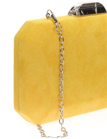 Suede octogonal clutch bag with metallic clasp Lauren Lynn London Accessories - 17 