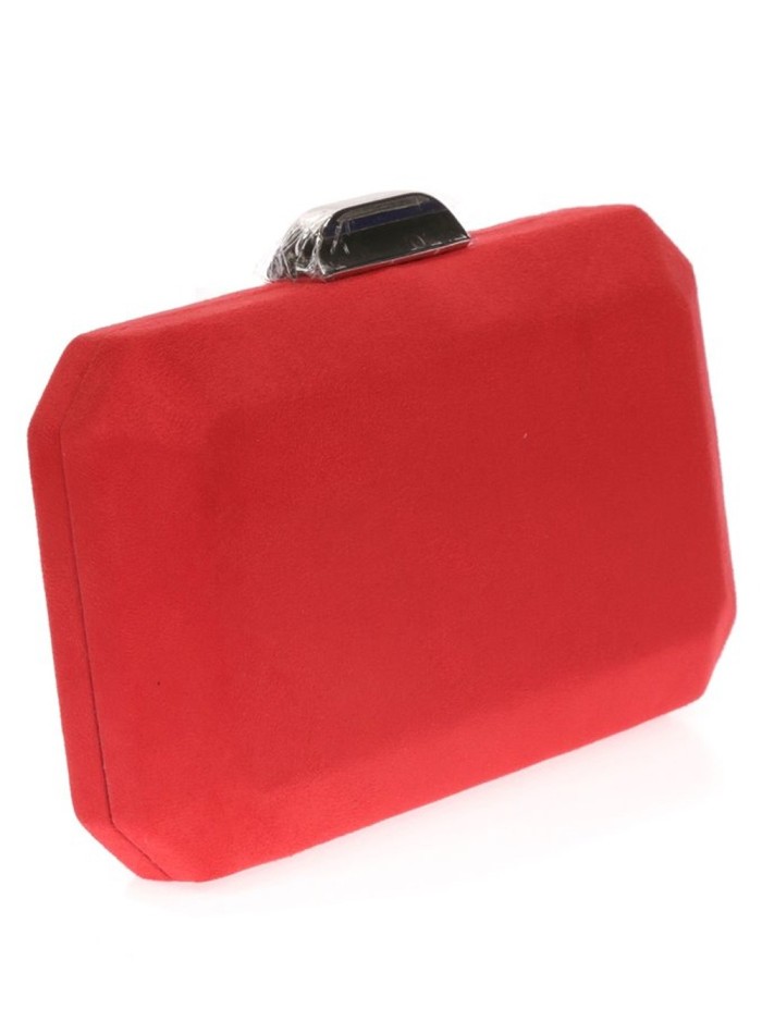 Suede octogonal clutch bag with metallic clasp Lauren Lynn London Accessories - 12