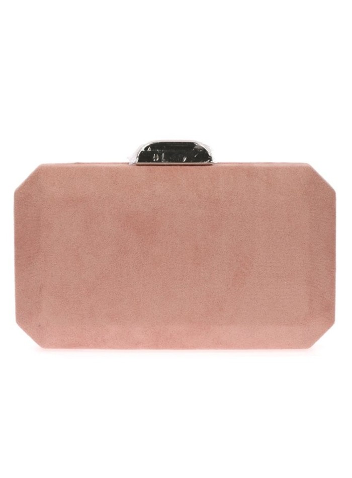 Suede octogonal clutch bag with metallic clasp Lauren Lynn London Accessories - 12