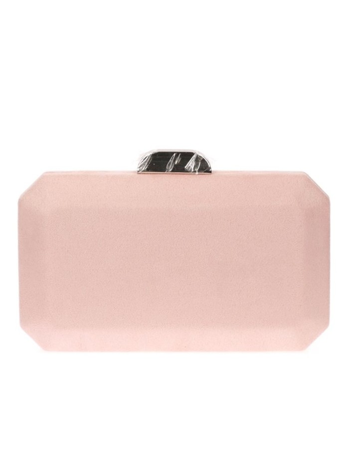 Suede octogonal clutch bag with metallic clasp Lauren Lynn London Accessories - 12