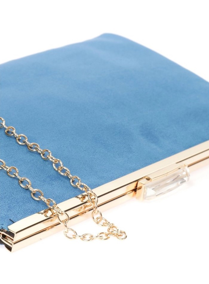 Suede party clutch with rhinestone fastening Lauren Lynn London Accessories - 3 