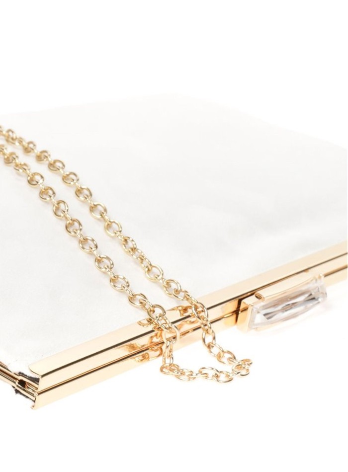 Suede party clutch with rhinestone fastening Lauren Lynn London Accessories - 9 