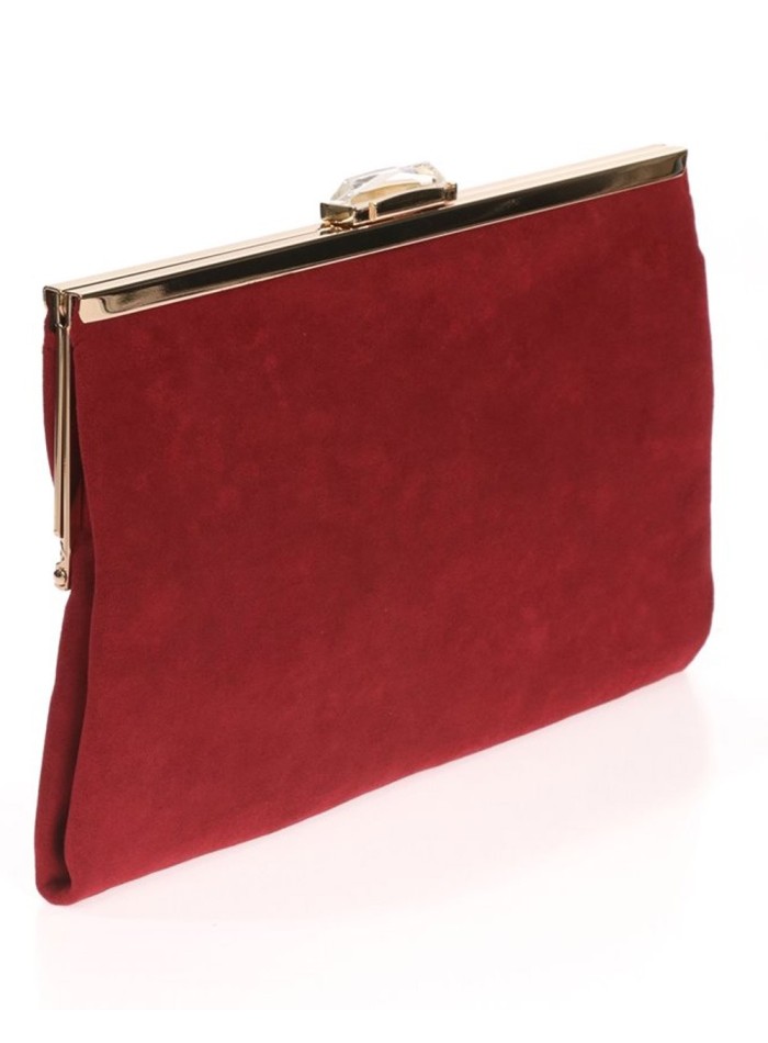 Suede party clutch with rhinestone fastening Lauren Lynn London Accessories - 11 