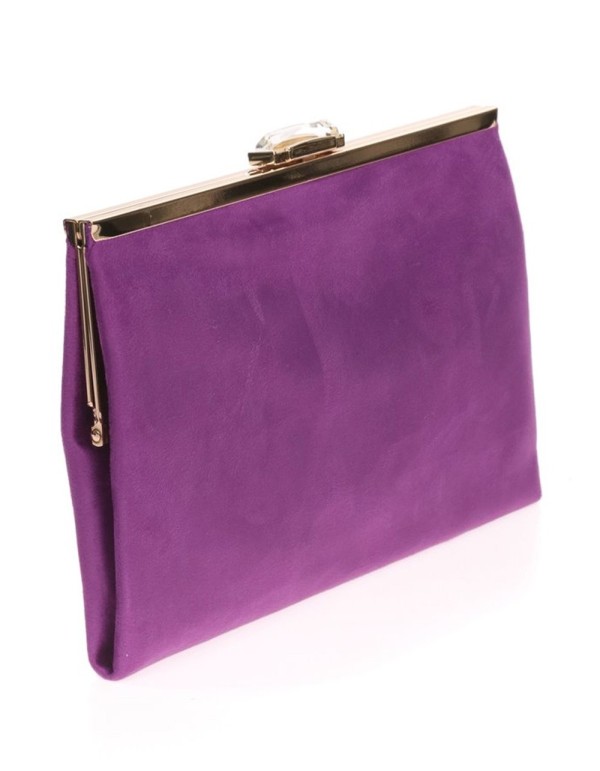 Cartera de fiesta antelina y cierre pedrería Lauren Lynn London Accessories - 14