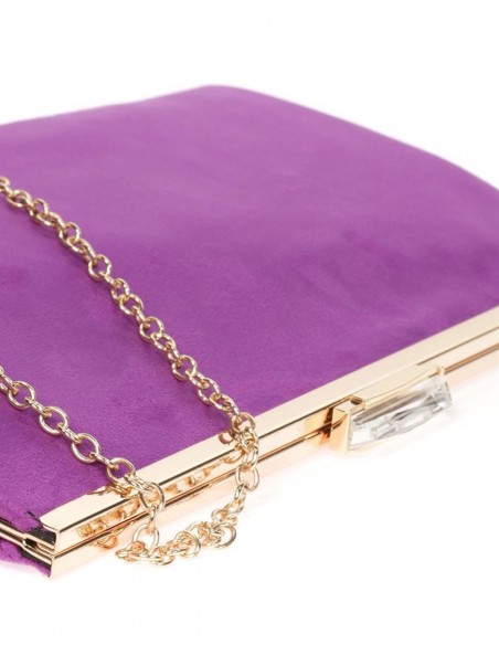 Suede party clutch with rhinestone fastening Lauren Lynn London Accessories - 15 