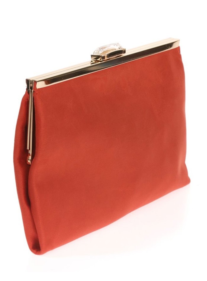 Suede party clutch with rhinestone fastening Lauren Lynn London Accessories - 14