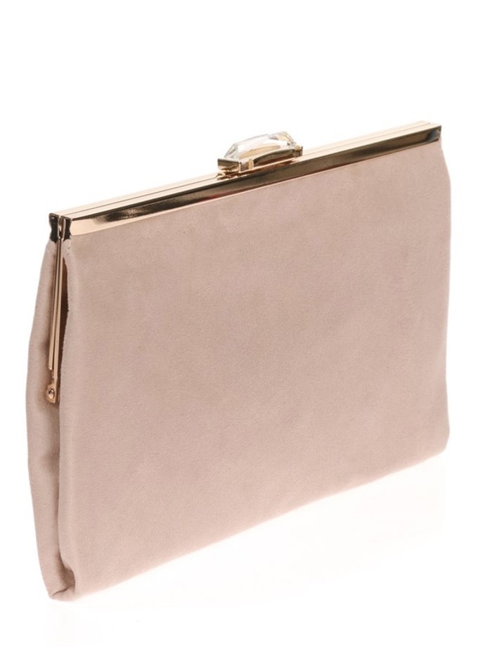 Suede party clutch with rhinestone fastening Lauren Lynn London Accessories - 26 