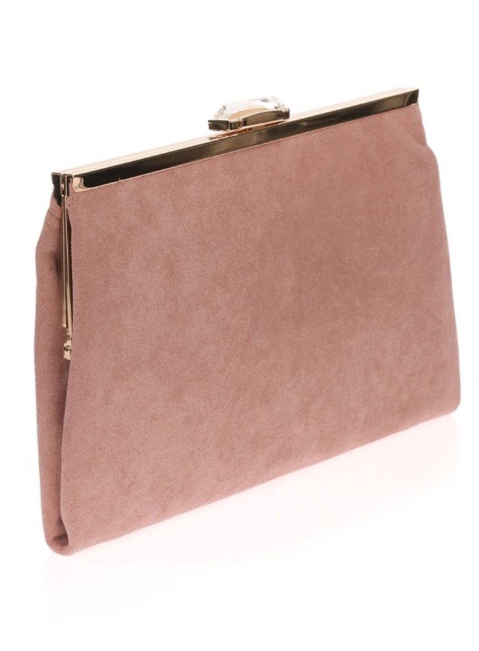 Suede party clutch with rhinestone fastening Lauren Lynn London Accessories - 29 
