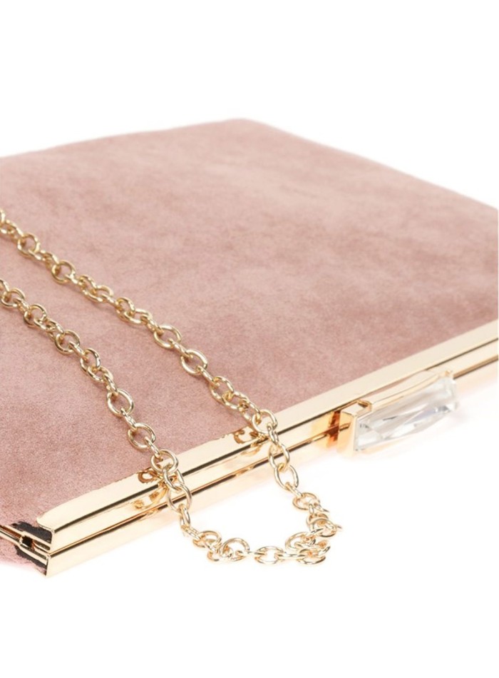 Suede party clutch with rhinestone fastening Lauren Lynn London Accessories - 30 