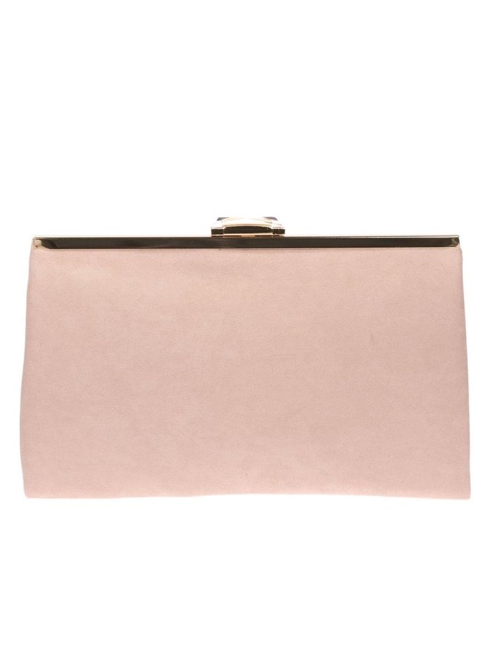 Suede party clutch with rhinestone fastening Lauren Lynn London Accessories - 14