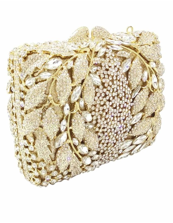 Bolso joya de pedrería y cristal con diseño de hojas Lauren Lynn London Accessories - 2 