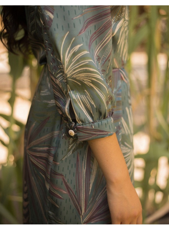 Midi party dress with smoking neckline for guest