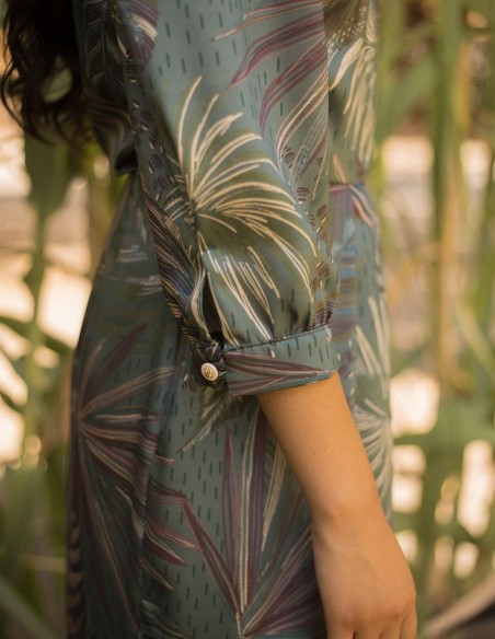 Vestido de fiesta midi con escote smoking para mujer invitada