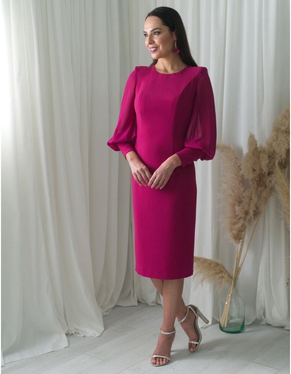 Yellow cocktail dress with long chiffon sleeves and an open back Victoria Victim - 7