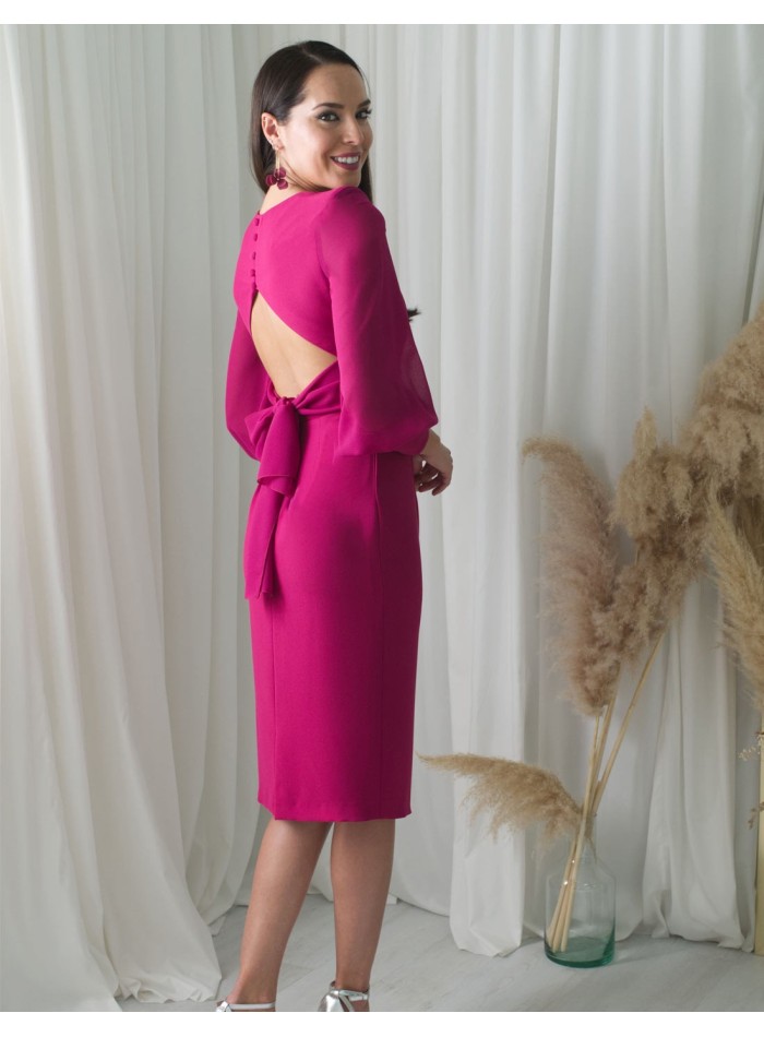 Vestido cóctel amarillo con manga larga de gasa y espalda descubierta Victoria Victim - 9 