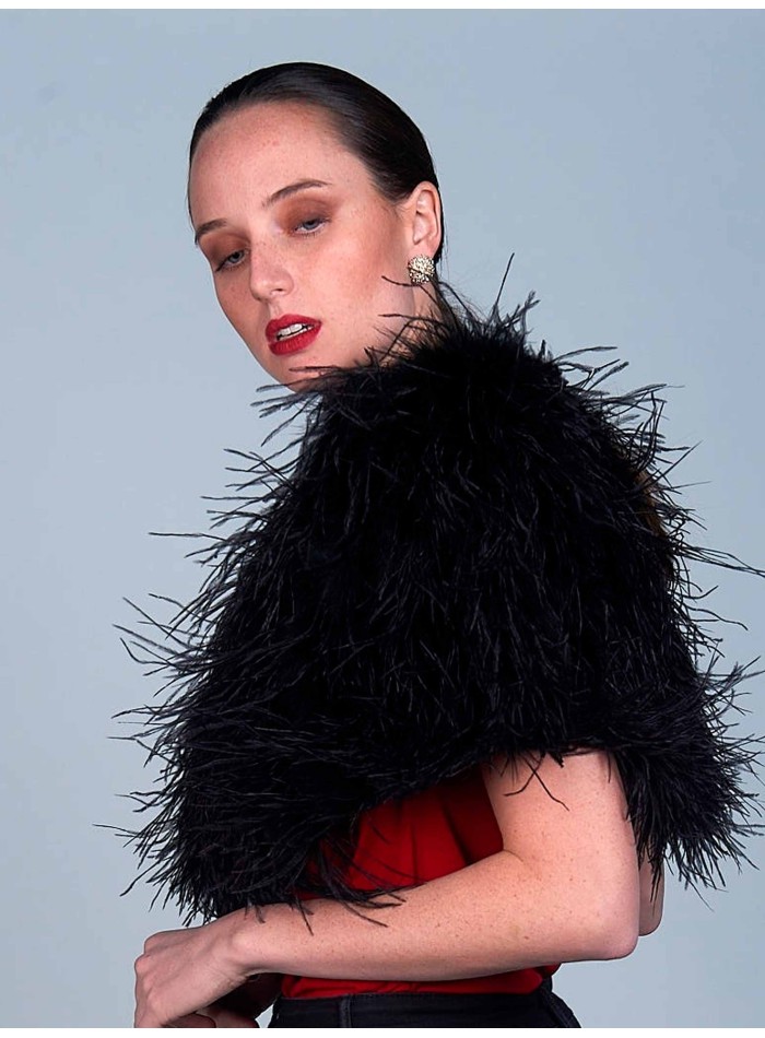 Estola de fiesta con plumas de avestruz de pelo largo