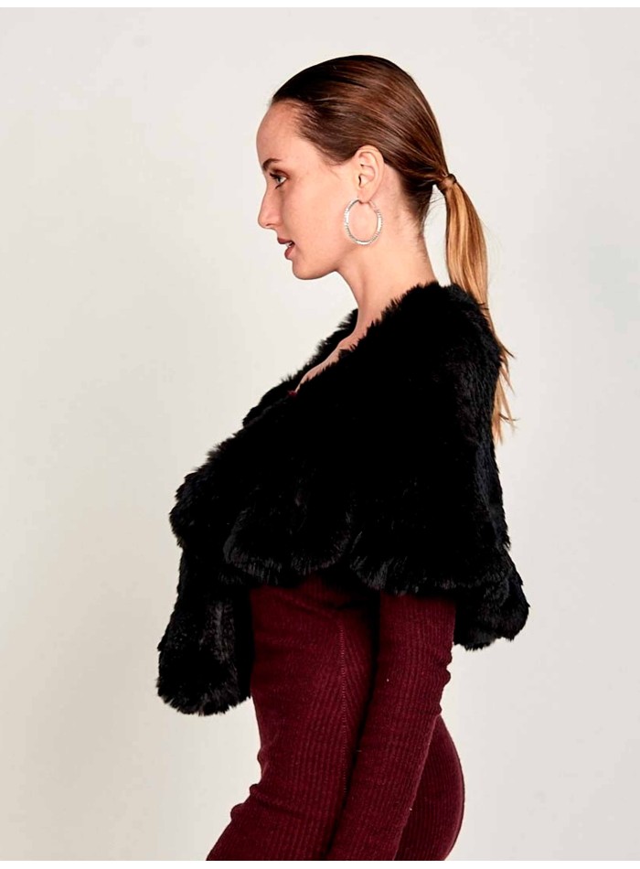 Étole de fête avec longue fourrure de lapin