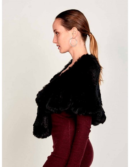 Étole de fête avec longue fourrure de lapin