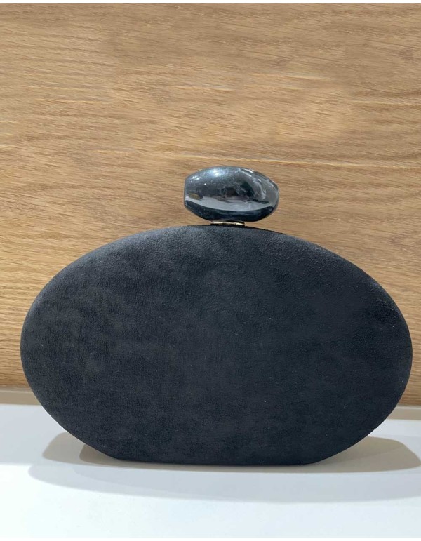 Bolso de fiesta ovalado de ante con cierre efecto marmolado- INVITADA PERFECTA 2