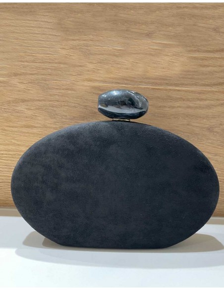 Oval suede clutch bag with marbled effect closing Lauren Lynn London Accessories - 7 