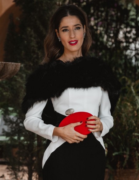 Oval suede clutch bag with marbled effect closing- INVITADA PERFECTA Lauren Lynn London Accessories - 3 