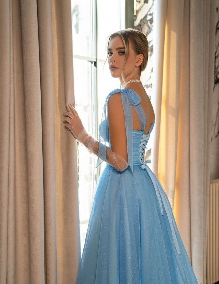 Midi party dress with lace straps and sweetheart bodice EMABRIDE - 4 