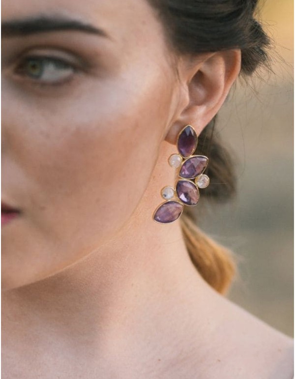 Pendientes de fiesta con piedra amatista para eventos 2