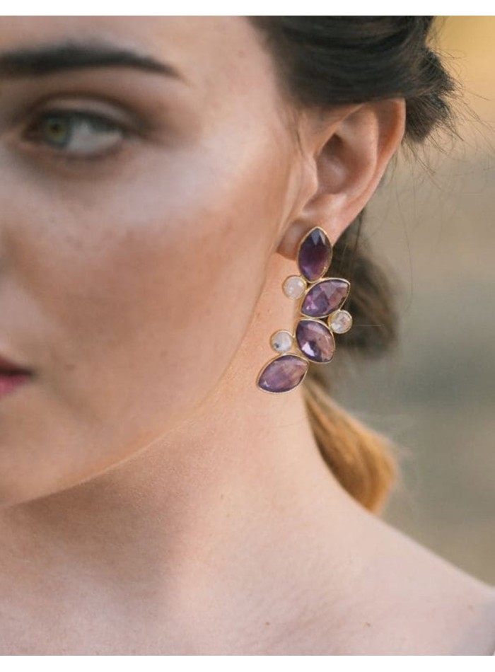 Pendientes con piedra amatista