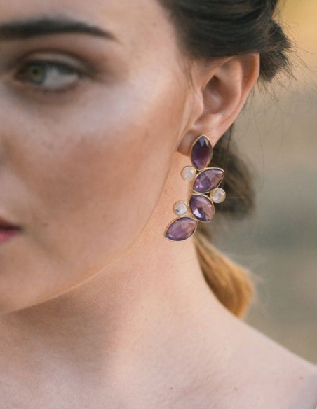 Pendientes con piedra amatista