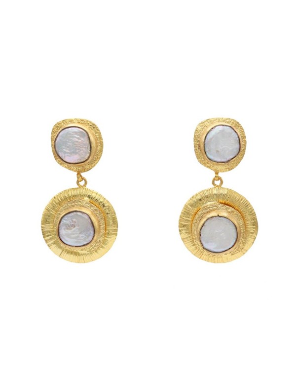 Pendientes metalizados con perla circular