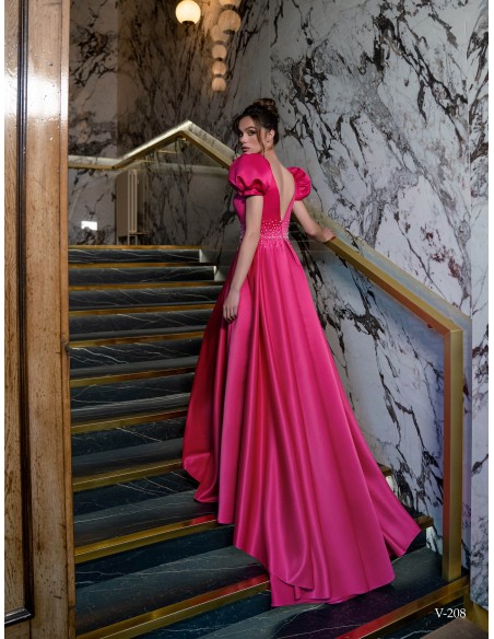 Vestido largo de fiesta con manga farol y escote pronunciado EMABRIDE - 3 