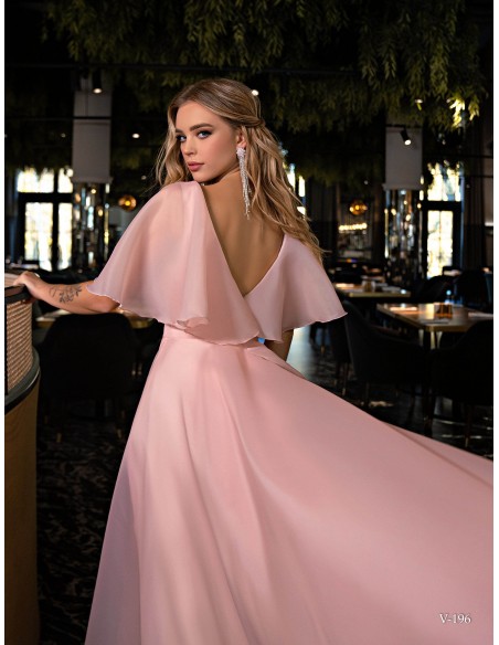 Vestido largo de fiesta con escote capeado y espalda descubierta EMABRIDE - 3