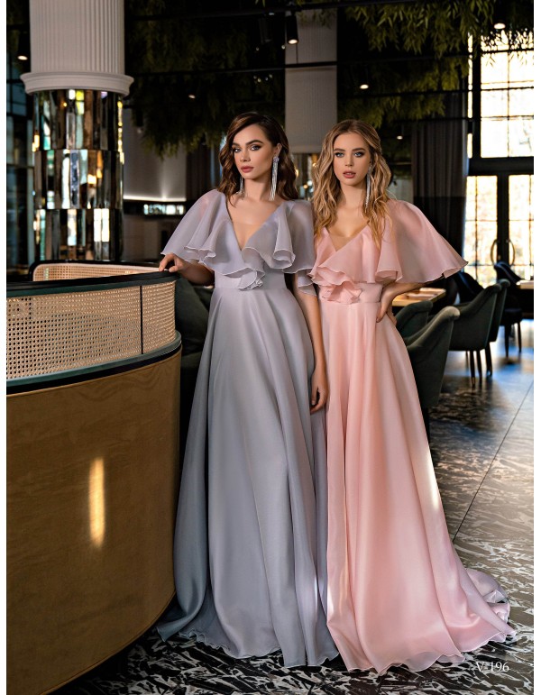 Vestido largo de fiesta con escote capeado y espalda descubierta EMABRIDE - 3 2