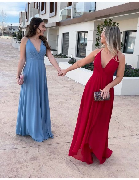 Long red party dress with ruffled skirt Lauren Lynn London - 1 