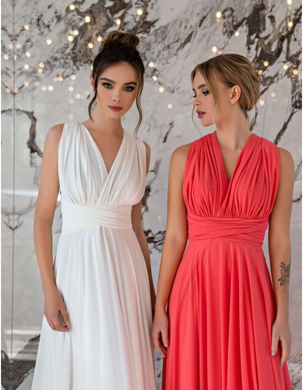 Vestido largo con escote en V y espalda cruzada EMABRIDE - 3