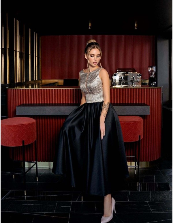 Vestido midi de fiesta con cuerpo metálico EMABRIDE - 1 2