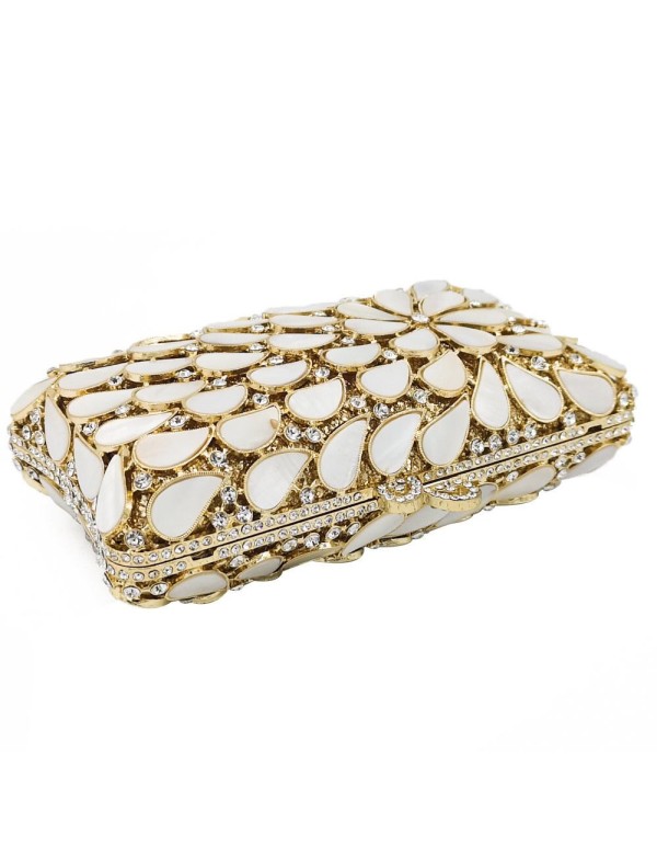 Rectangular jewellery handbag with crystals and natural shells Lauren Lynn London Accessories - 2 2