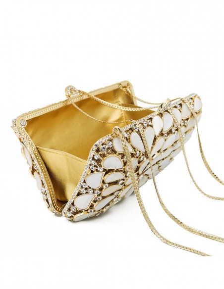Rectangular jewellery handbag with crystals and natural shells Lauren Lynn London Accessories - 4 