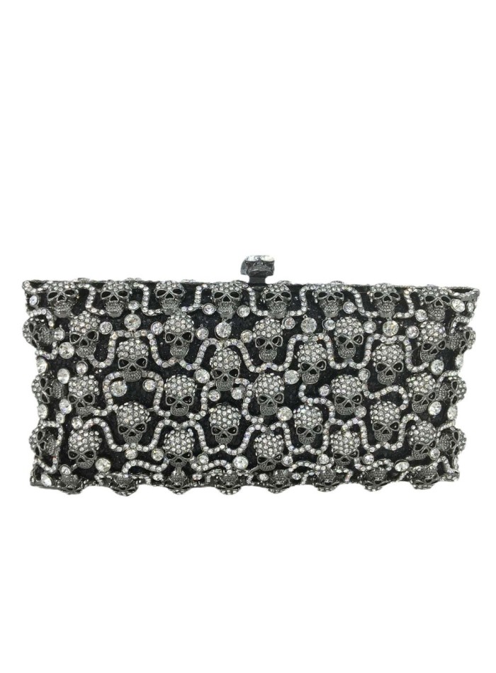 Bolso de mano joya negro con pequeñas cadaveras Lauren Lynn London Accessories - 2 