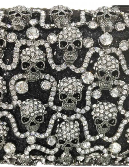 Black jeweled handbag with small skulls Lauren Lynn London Accessories - 3 