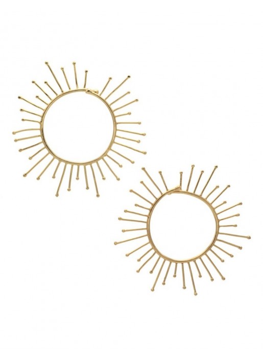 Pendientes dorados circulares con pequeños rayos Acus complementos - 2