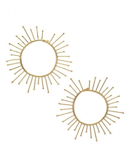 Pendientes dorados circulares con pequeños rayos Acus complementos - 2